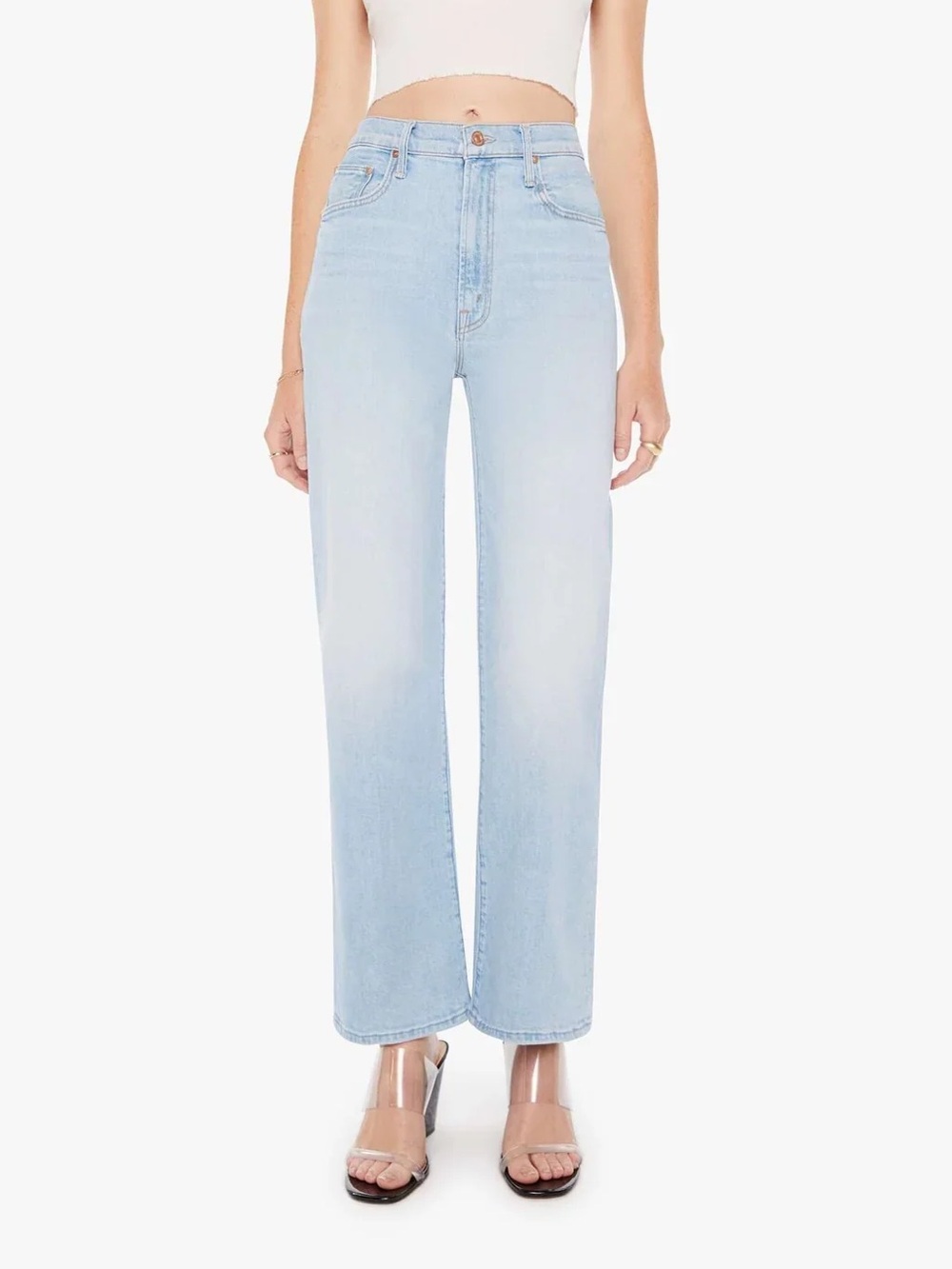 MOTHER Light Blue High-Rise Wide Leg Jeans